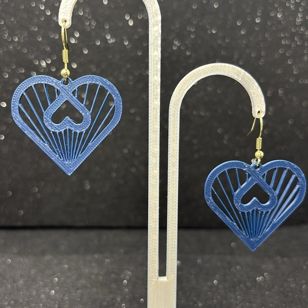 The Open Heart Twist Blue Earrings - Picture 4 of 4